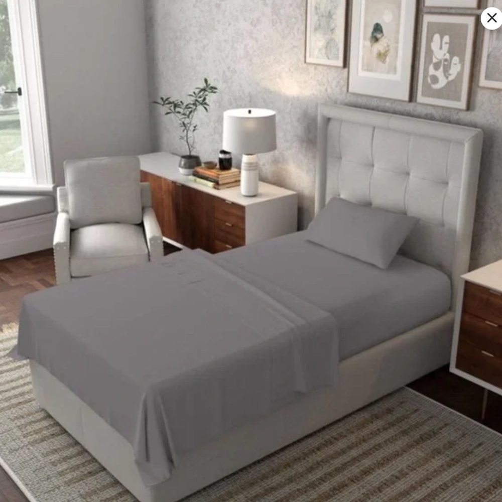 Twin 300 Thread Count Organic Cotton Percale Sheet Set Dark Gray - Purity Home